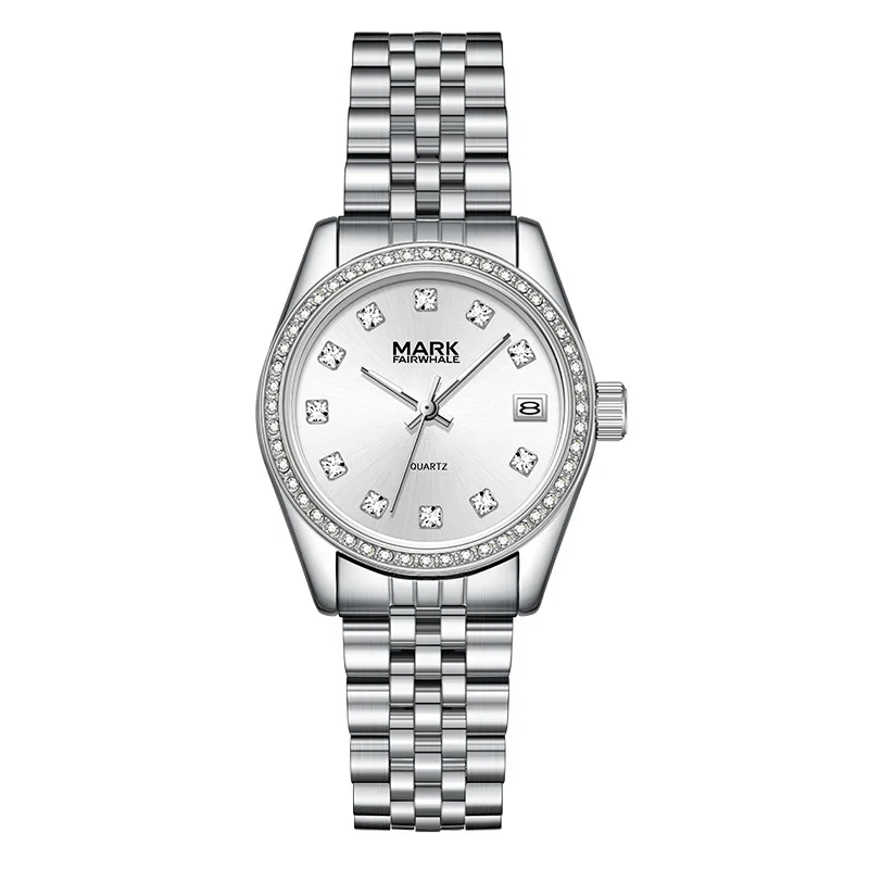 Women's New Business Quartz Wristwatch with Steel Band Waterproof Calendar and Butterfly Clasp Watch