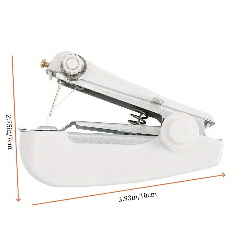 1pc White Portable Mini Sewing Machine Handheld Manual Easy Sewing Household Portable Tailor Machine Small Sewing Machine - view 4
