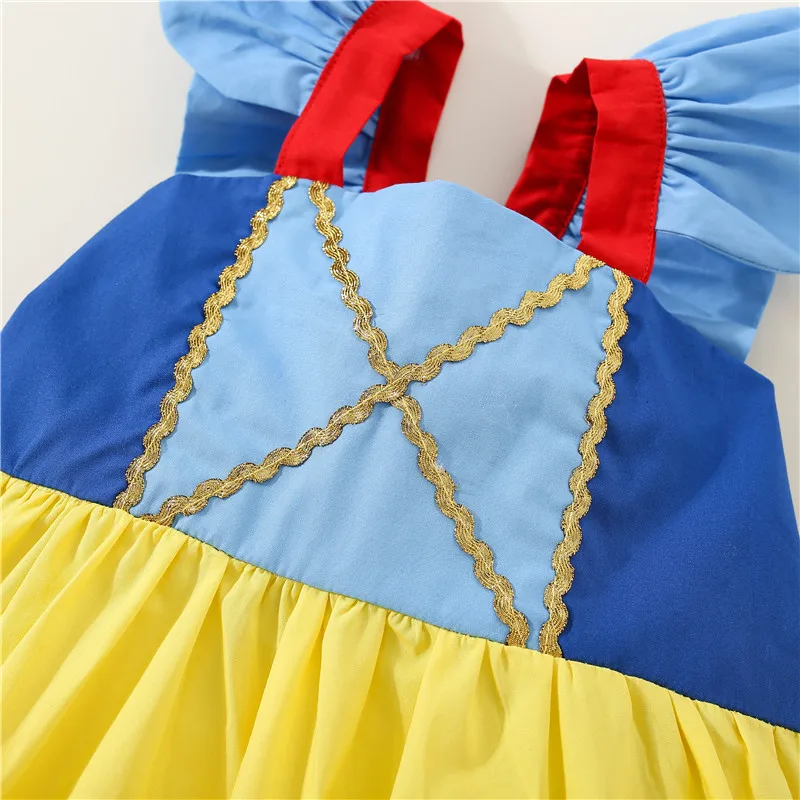 Summer camisole dress for girls rainbow color matching dance dress princess style small flying sleeve dress