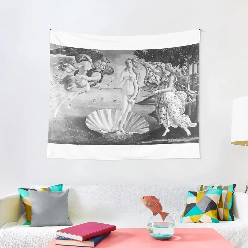 

The Birth of Venus - Botticelli Black and white Tapestry Room Decor Aesthetic Wall Hanging Wall Tapestry