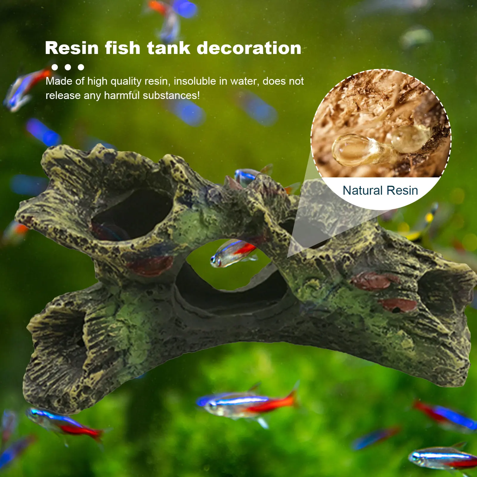 Resin Aquarium Decoration Fish Tank Escape Hole with Lifelike Caves Non-Toxic & Easy to Clean for Freshwater Fish Tank Decor