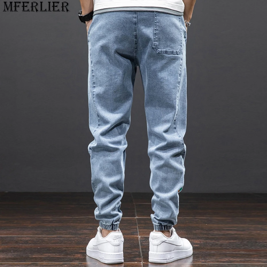 Jogger Jeans Men Plus Size 8XL Denim Pants Fashion Casual Elastic Waist Jeans Solid Color Trousers Big Size 8XL