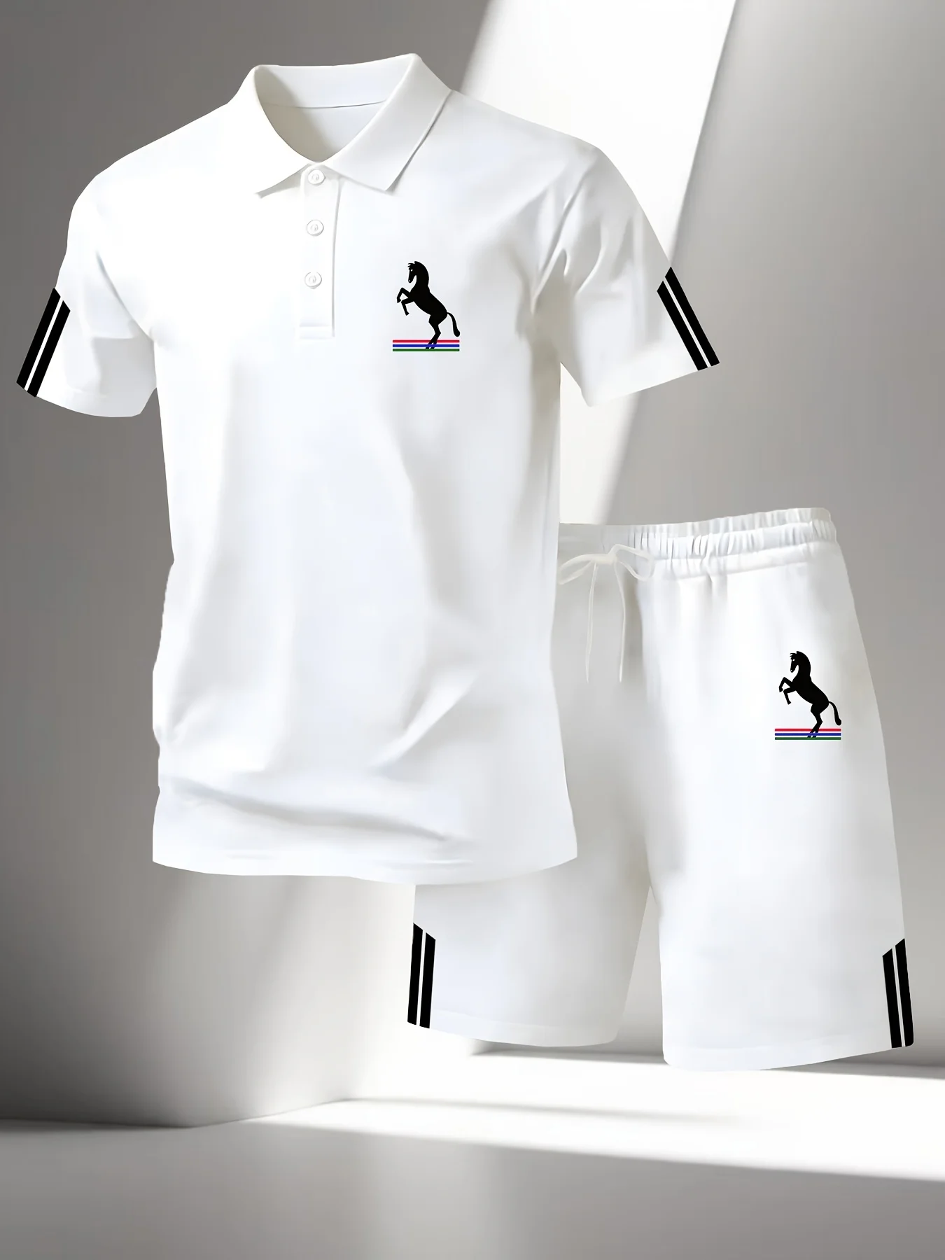 2026 Hot Sale Men's Short-sleeved 3d Polo Shirt Set - Polo Shirt with Shorts Set Two-piece Casual and Fashionable Sports Outfit
