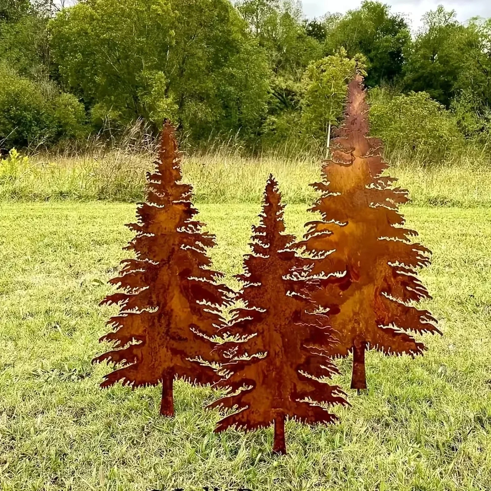 Xmas Metal Tree Outdoor Garden Ornament Rustic Style Christmas Decor Yard Lawn Patio Vintage Holiday Decoration