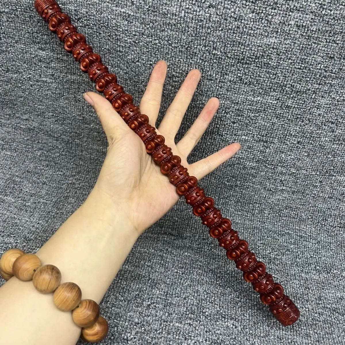 40cm Outdoor Portable EDC Rosewood Short Stick Carving Fitness Exercise Massage Tool