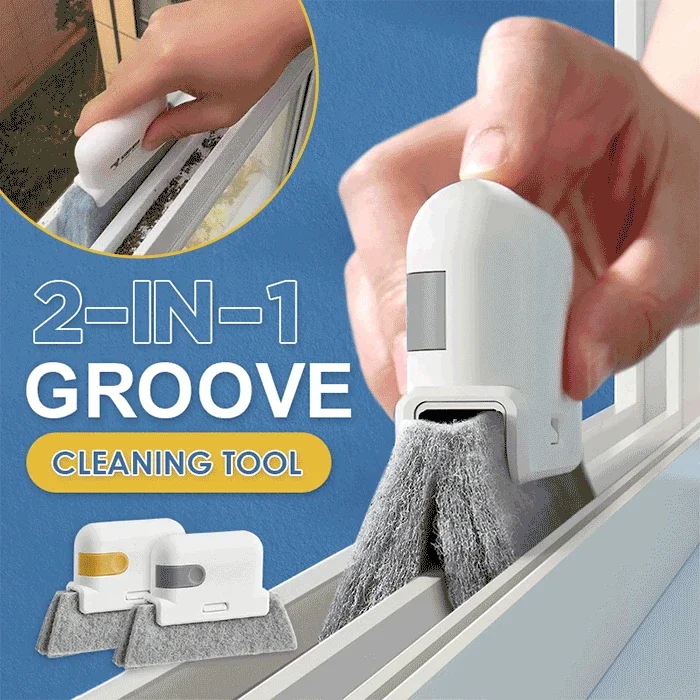 2-in-1 Groove Cleaning Tool Creative Window Cloth Slot Cleaner Brush Groove Brush Replacement Head Hand Washable Kithchen