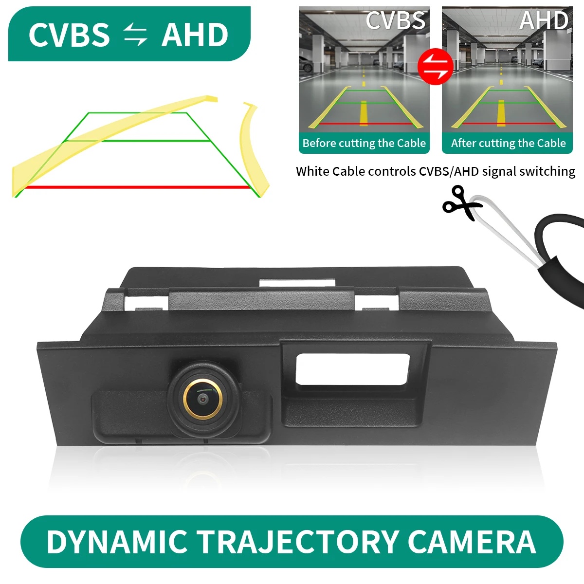 

AHD Dynamic Trajectory 170° Vehicle Handle Rear View Reverse Camera for Ford Mondeo 2014 2015 2016 Waterproof Car