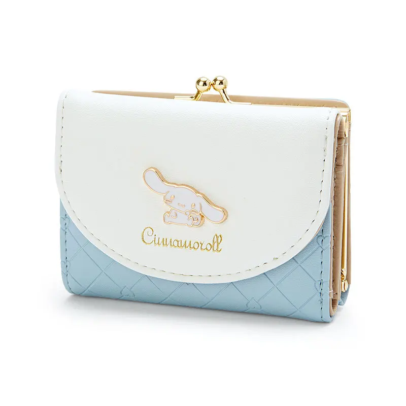 Sanrio Purse Cinnamoroll Anime Cartoon Pu Ladies Casual Short Folding Style Wallet Zipper Buckle Card Cover Coin Purse Girl Gift