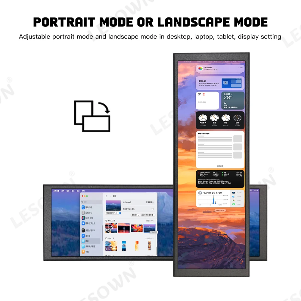 شاشة LESOWN 6.9 7.9 بوصة إضافية تعمل باللمس 400x1280 IPS شاشة عرض شريطية ممتدة شاشة الأجهزة في الوقت الحقيقي لـ PS5 #4