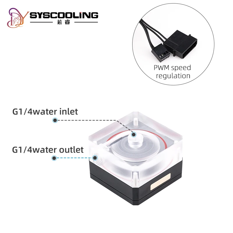 Syscooling pump P67A DC 12V mini pump for PC water cooling PWM support G1/4 thread acrylic top