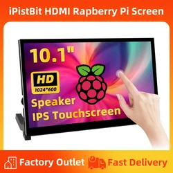 10.1 inch Capacitive Touchscreen，IPS 1024×600, Dual Built-in Speakers, HDMI Monitor Compatible with Raspberry Pi
