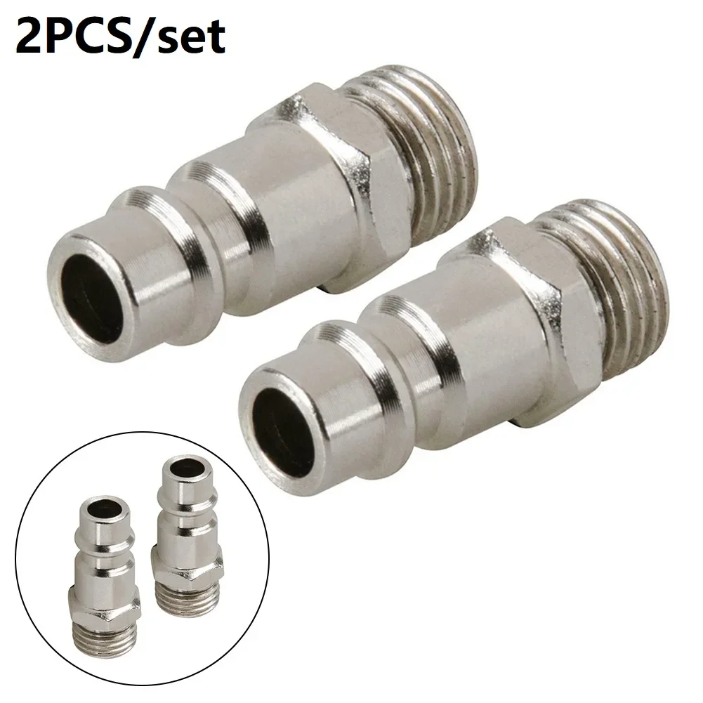 2pcs 1/4inch Male Thread Air Compressor Hose Quick Coupler Plug Socket Connector Fittings Euro Quick Connect Release Fitting