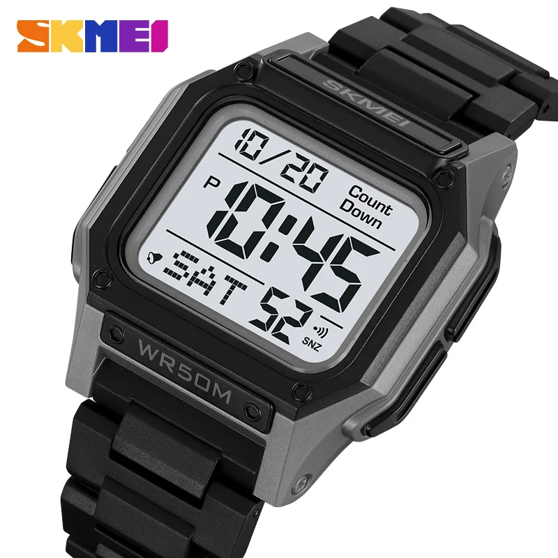 SKMEI New Digital Sports Back Light Stopwatch Watches Casual Countdown Wristwatch For Mens 5Bar Waterproof Alarm reloj hombre