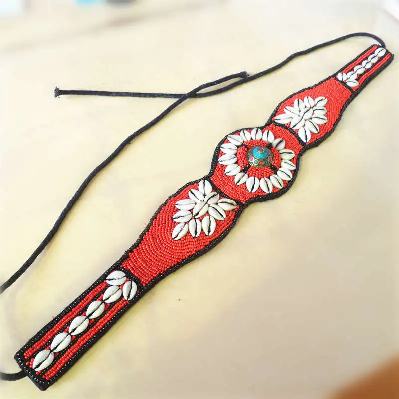 HDC0632 Tibetan Hand Sewed Shell Waistband Lady Decor Belt Multi Colors