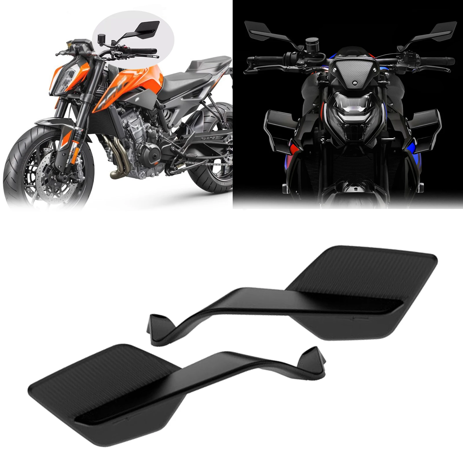 

For 1290 Super Duke R EVO 790 Duke 2025 990 Duke 2025Motorcycle Fixed Wing Stealth Adjustable Rearview Mirror Rotate Side Mirror