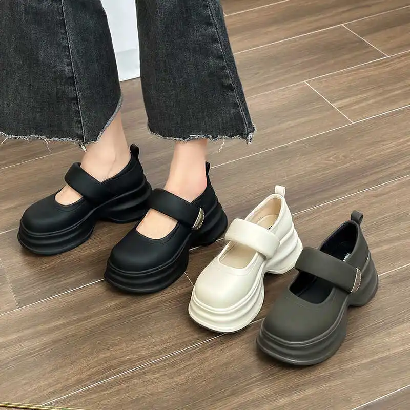 2024 Beige High Heels Chunky Sandals Sexy Crossdressers Shoes Clogs for Women Mary Jane Latest 12cm Block Spring African Thick