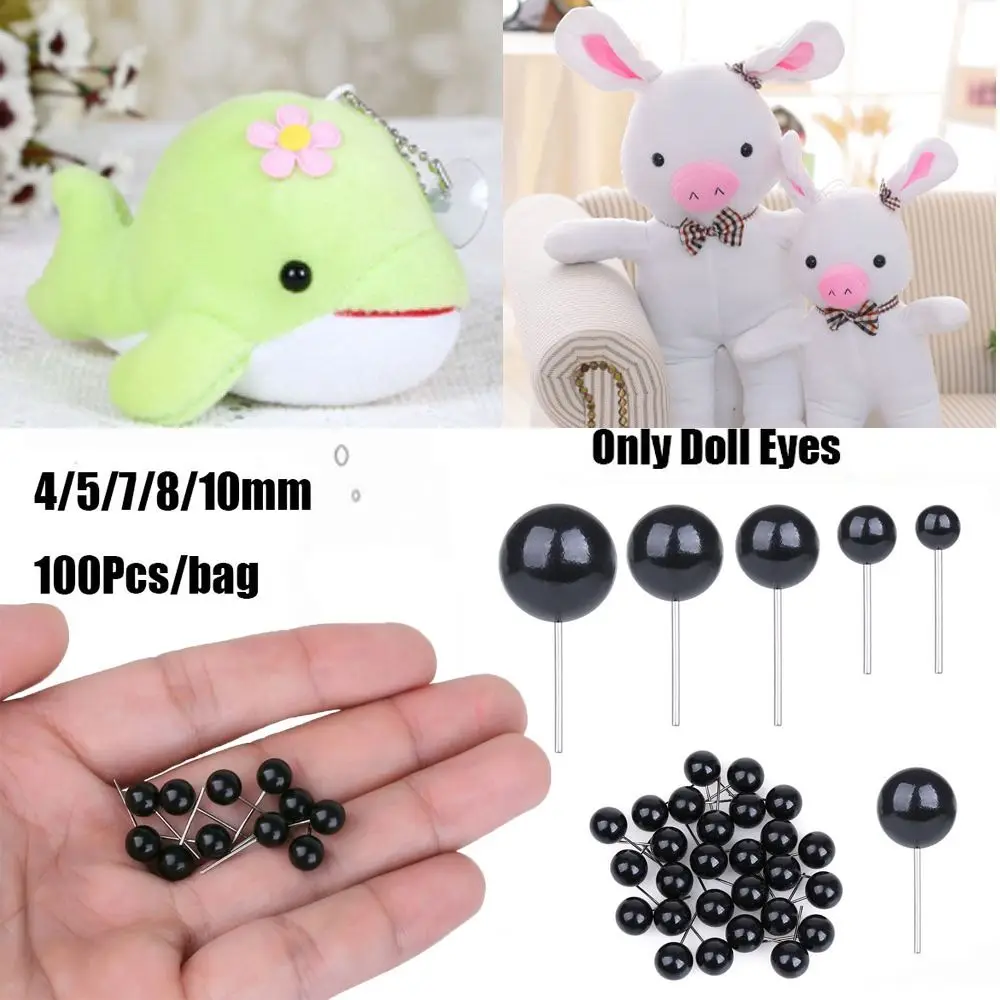100pcs/Bag Wholesale Plastic 4/5/7/8/10mm Dolls Accessories Bears Needle Felting Black Glass Eyes Animals Puppets making
