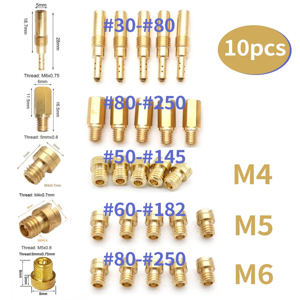 10er-Pack Motorrad-Vergaser-Hauptdüsen und Leerlaufdüsen für PWK PWM Keihin OKO CVK NSR KSR Vergaser-Set Einspritzdüse