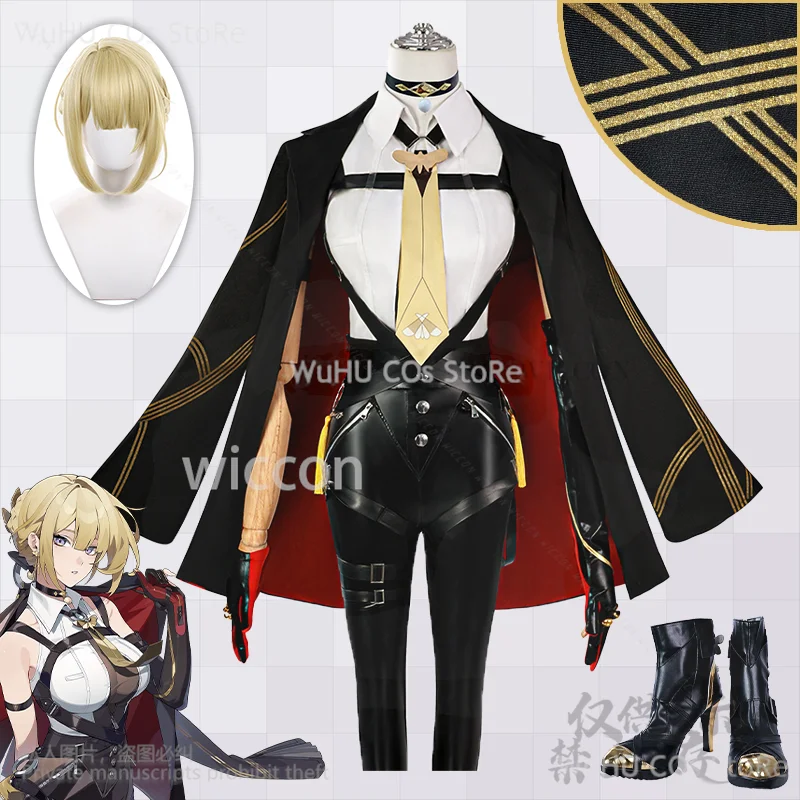 Nino Zenless Zone Zero Game ZZZ Evelyn disfraz de Cosplay uniforme Sexy PU pantalones zapatos Evelyn pelucas para niñas mujer Halloween