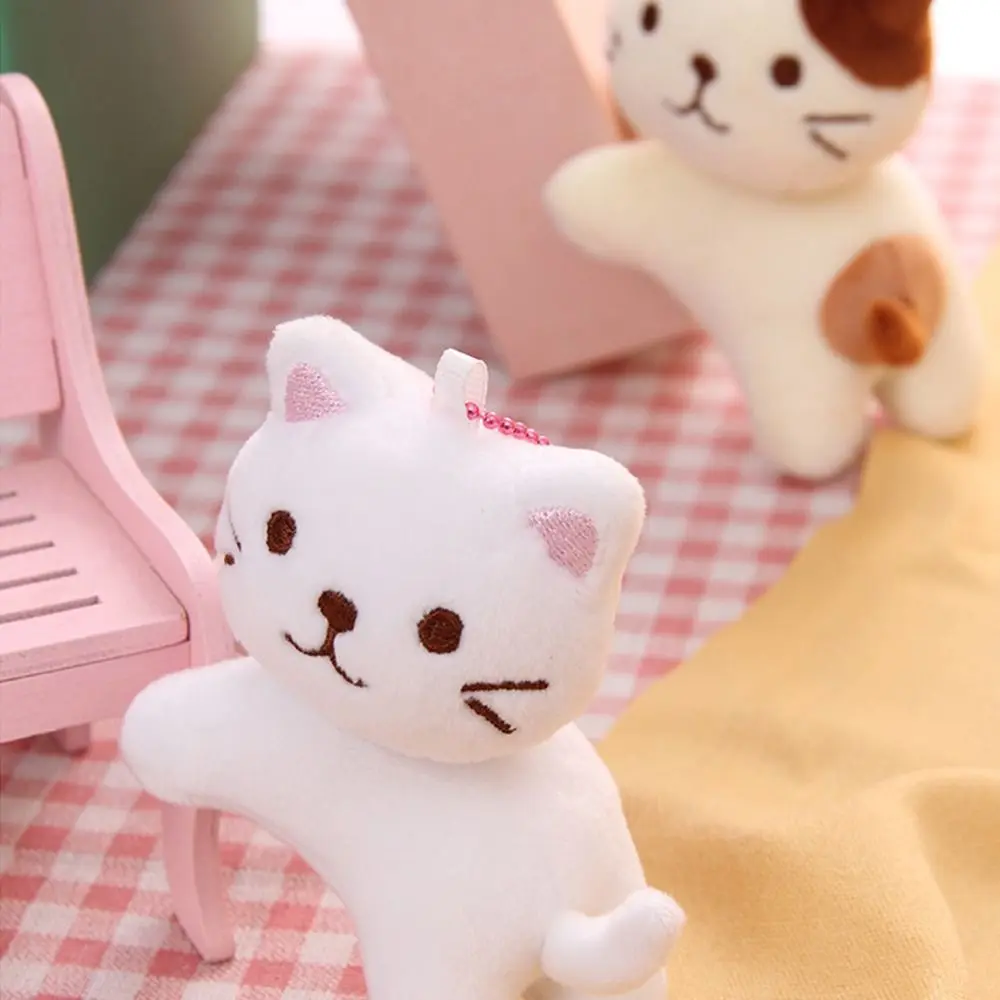 Key Buckle Cute Cat Plush Pendant Backpack Charms Plush Crooked Head Kitten Keychain Cartoon Korean Style Cartoon Doll Pendant