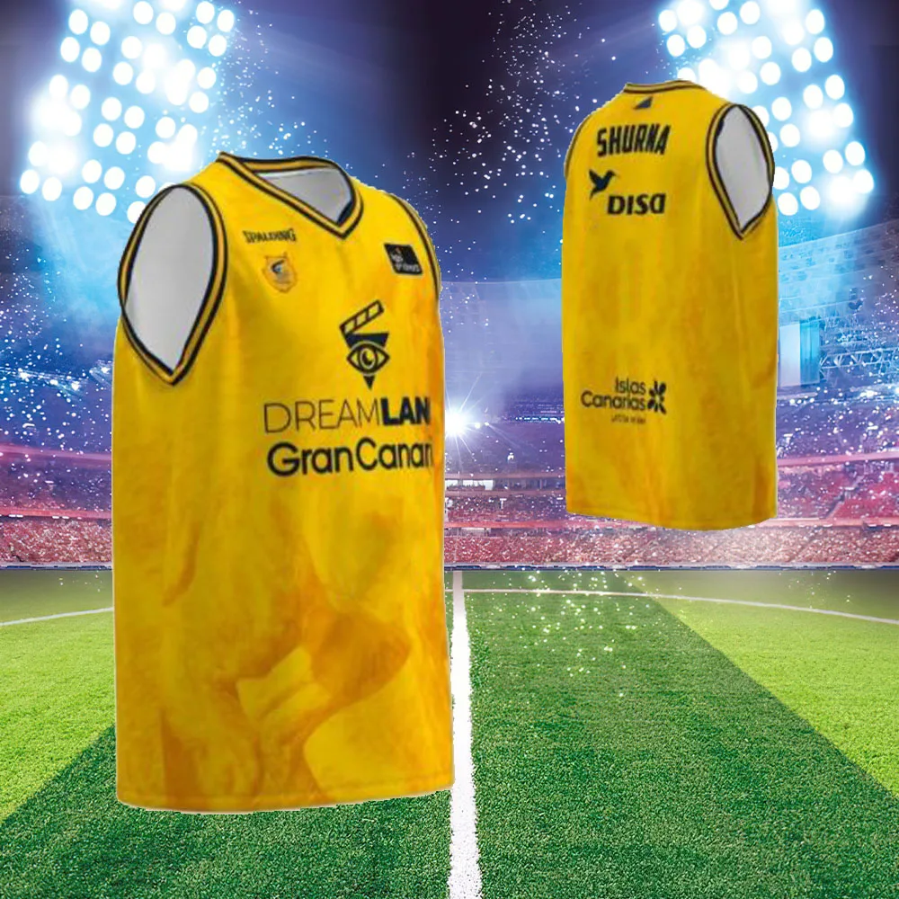 24/25 nueva camiseta de baloncesto de Gran Canaria, camiseta de gran tamaño para hombres, camiseta transpirable de adiestramiento al aire libre con estampado 3d para niños/adultos