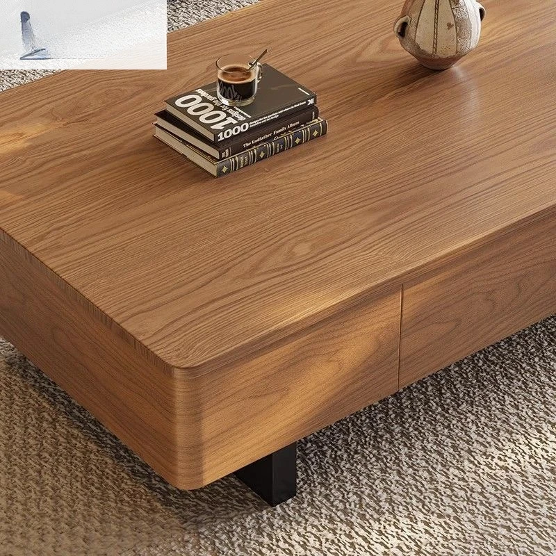 طاولة قهوة منزلية لغرفة المعيشة على الطراز الصيني من خشب الجوز والبساطة الحديثة وطاولة قهوة مستطيلة من الخشب الصلب عالية الإحساس #4