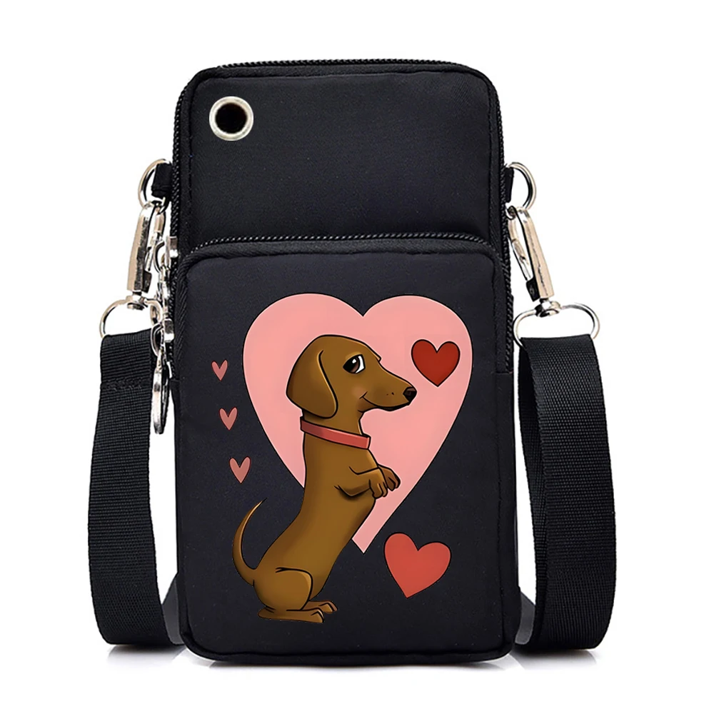 Casual Cartoon Dachshund Small Crossbody Bags Women Anime Animal Messenger Shoulder Bag Cute Dachshund Cell Phone Handbags Purse