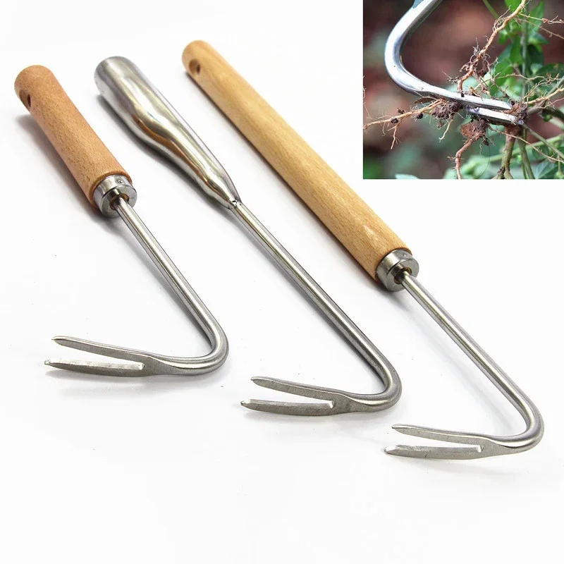 Stainless Steel Manual Weed Puller Heavy Duty Garden Hand Weeder Rake Grass Rooting Weeding Tool for Easily Removing Weeds