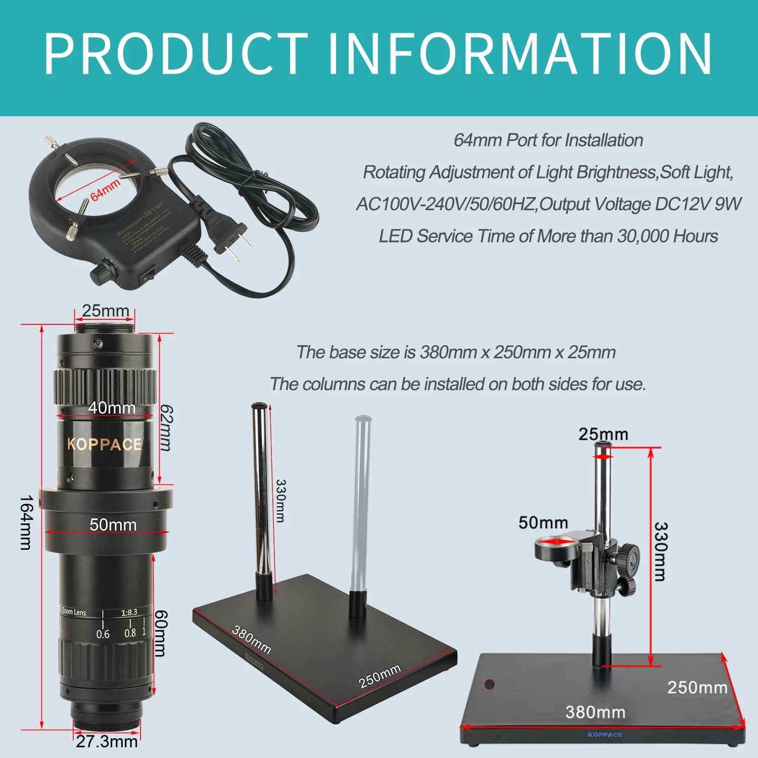 KOPPACE 13X-111X HD Industrial Electron Microscope 4K Camera can be Connected to a Computer for Measurement and Photography