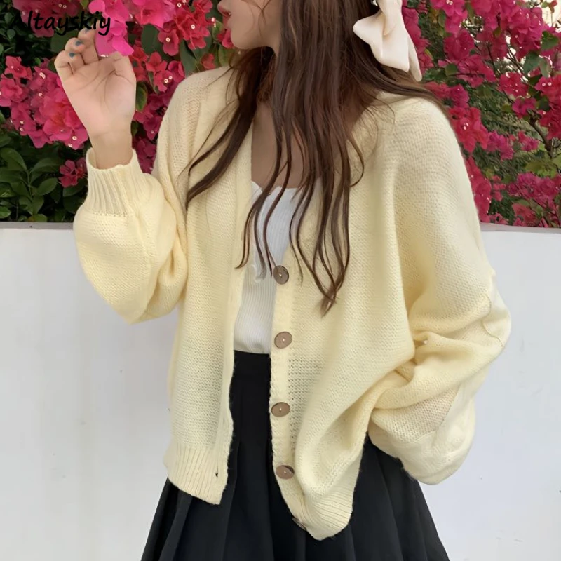 

Cardigan Women Pure Tender Soft Casual Korean Style Aesthetic Loose Gentle Fashion Outwear Buttons Harajuku Mujer Temperament