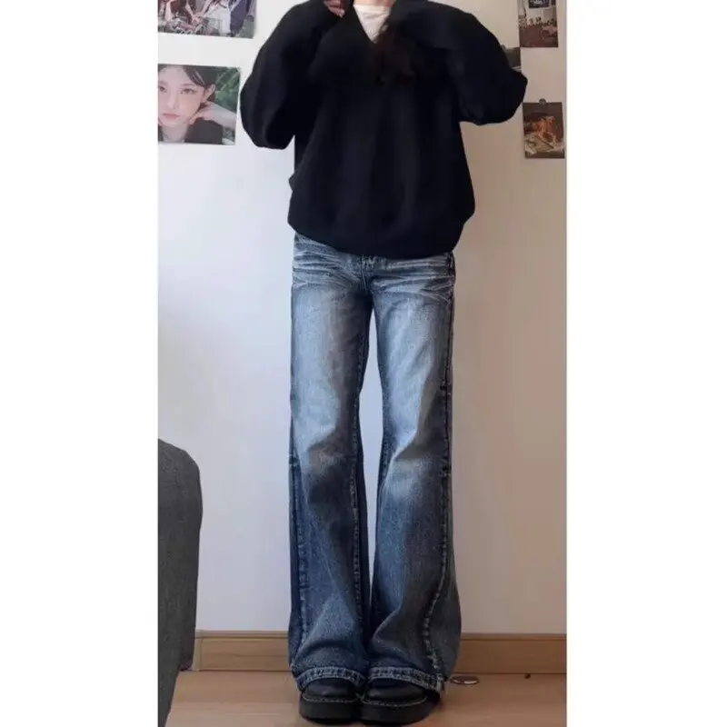 Y2k جينز سروال للمرأة شوجو فتاة نمط المرأة الدنيم السراويل منخفضة الارتفاع الجينز المرأة ملابس الربيع جان كوكيت جورتس فضفاض