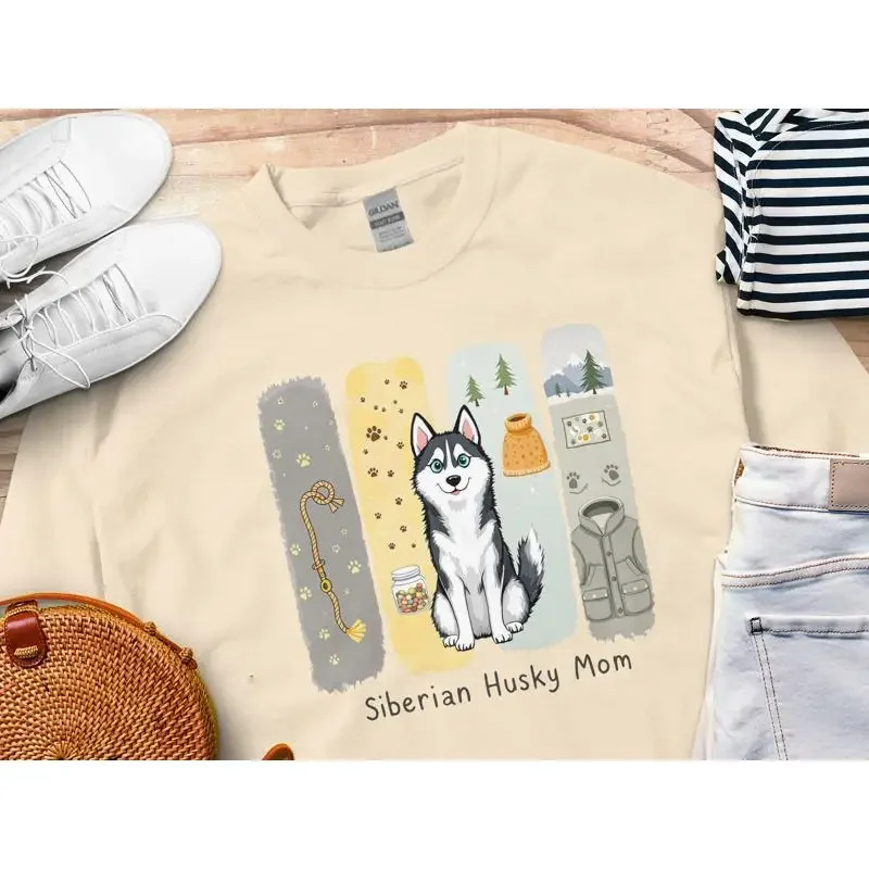 Siberian Husky Mom T shirt brushstroke style retro gift for mothers day cozy sweaT dog lovers