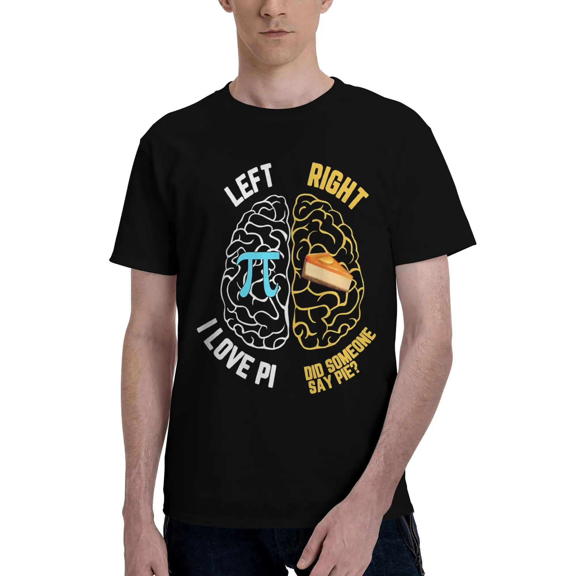 Happy Pi Day Left I Love Pi Right Did Someone Say Pie  Men T Shirt Math pi Awesome Tees Short Sleeve Round Neck T-Shirt