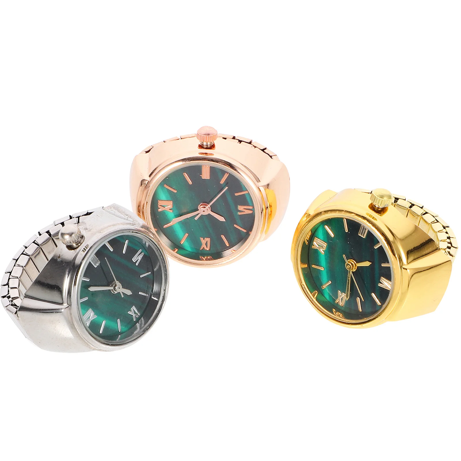 3Pcs Mini Ring Watches Stainless Steel Finger Watch Casual Round Ring Design Watch Stylish Decoration Decorative Finger Circle