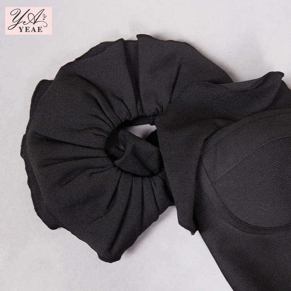 Sexy Lady Off Shoulder Ruffle Elastic Bandage Top Black Bodycon Tight Tops Vest Camis