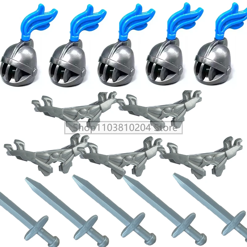 Medieval Building Blocks Soldiers Knights Figure Accessories Capes Helmets Spears Armor Mask Farmer Hat Axe Bricks Gift Toys E12 view 2
