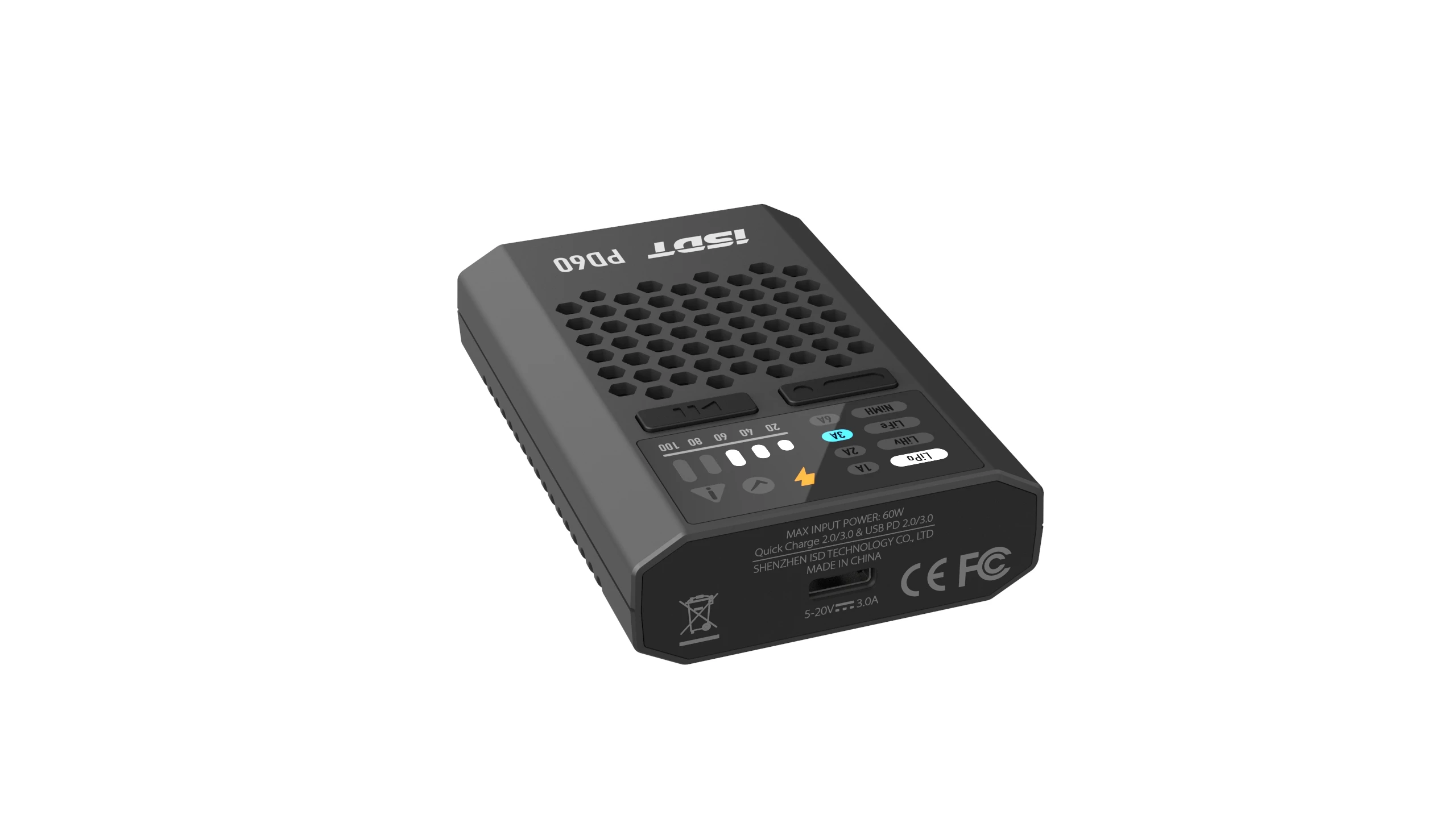 ISDT PD60 60W 6A Lipo Balance Charger, RC Charger with Type-C Input, Portable for 1-4S Lipo/Life/Lilon, 1-12S LiHv/Pb/NiMH