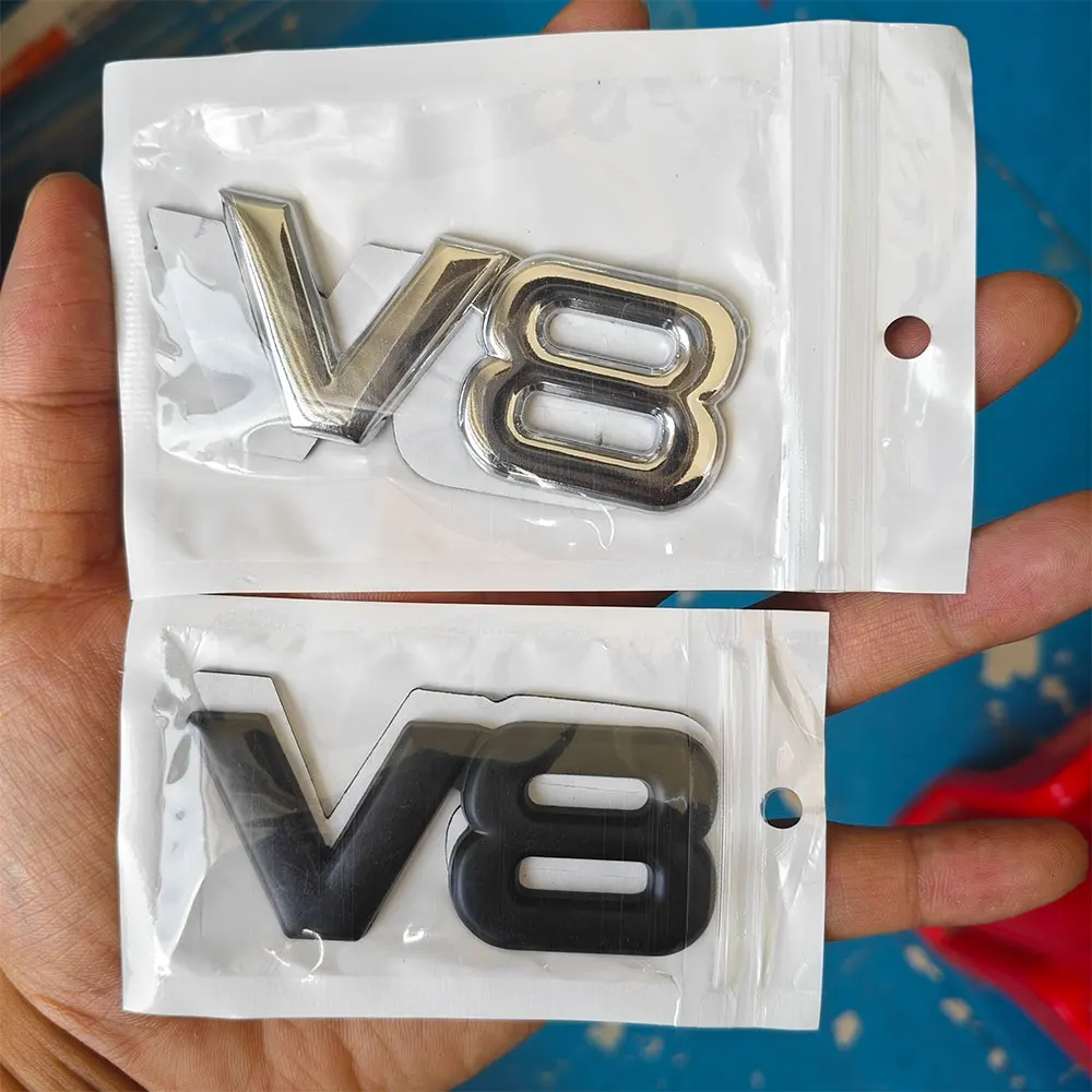 Emblema V8 Metálico Adhesivo para Guardabarros, Trasero, Lateral, Maletero, Calcomanías para Coche, Emblema de Carreras V8 para Auto, Motocicleta, Camión, SUV