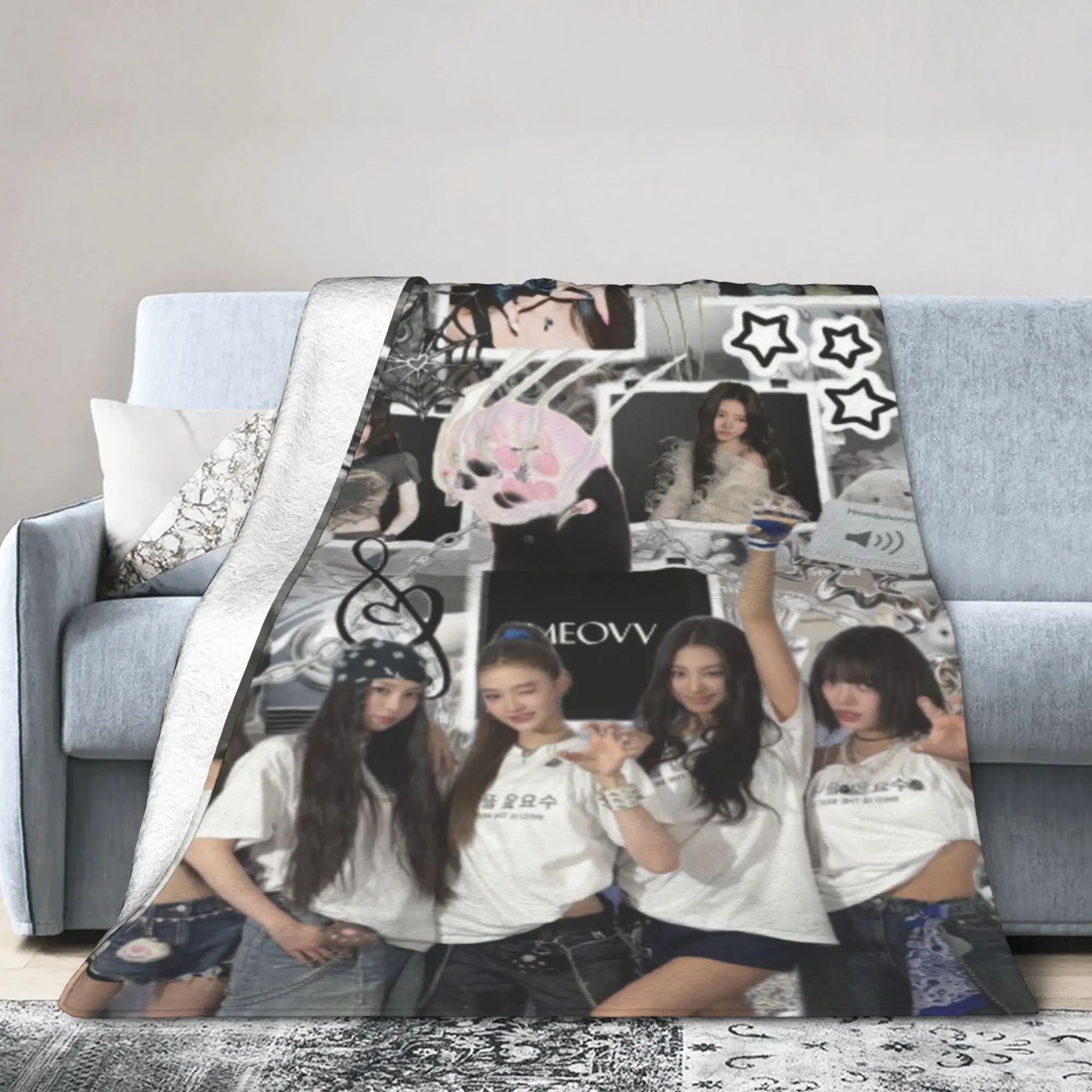 Meovv kpop k-pop مجموعة الفتيات Merch البطانيات فائقة النعومة الفانيلا رمي بطانية مريحة البساط قطعة #1