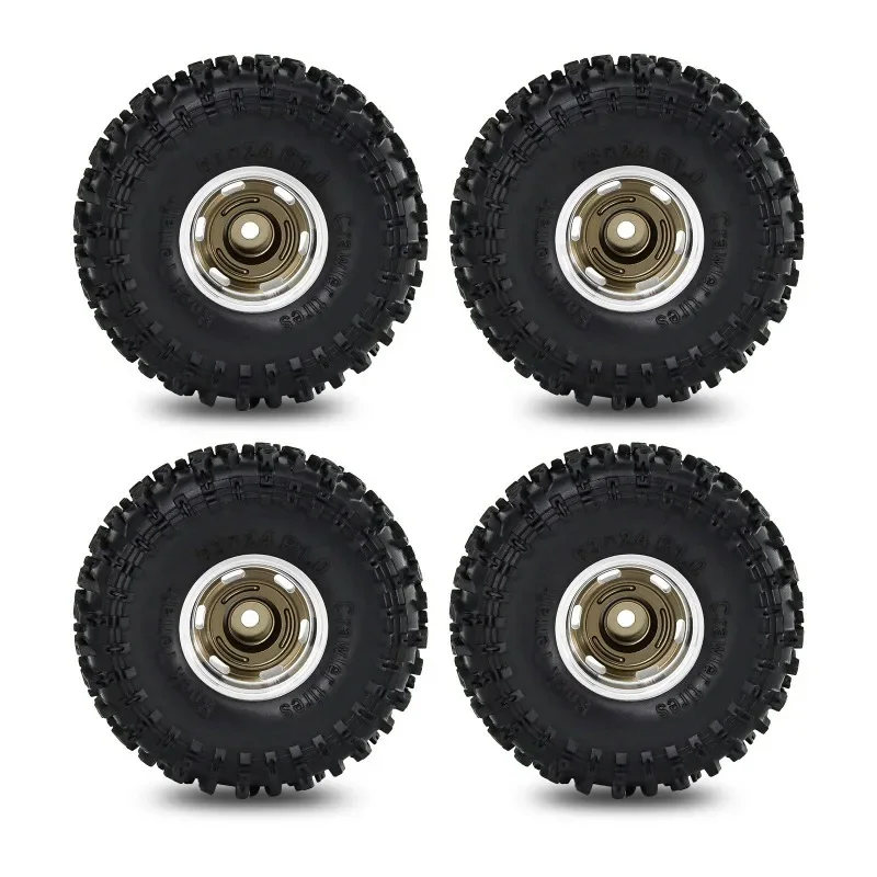 

4pcs 63mm 1.0" Metal Beadlock Wheel Tire Set For 1/18 1/24 RC Crawler Car SCX24 FMS24 TRX4M Upgrade Parts Accessories