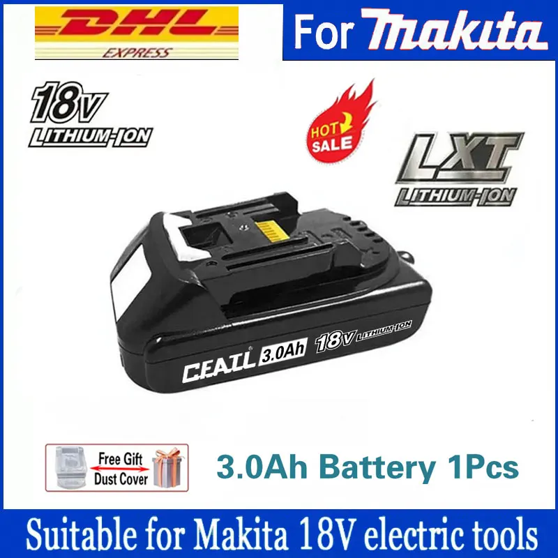

3.0Ah 18V For Makita Rechargeable Power Tool Battery, Replaceable LED Lithium-ion, LXT BL1860B BL1860BL1850 BL1830
