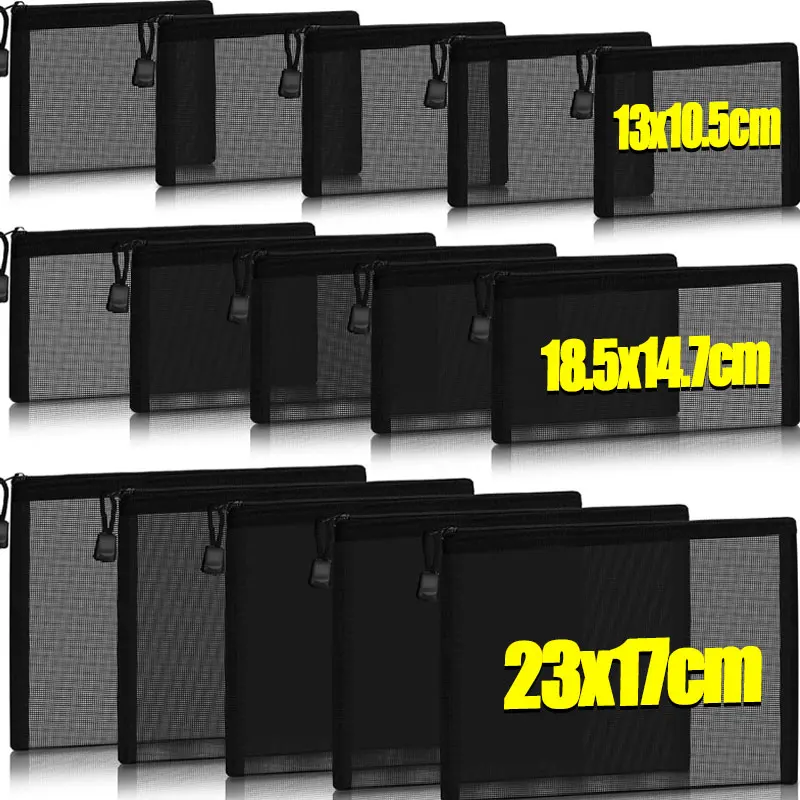 

1/12pcs Mesh Clear Cosmetic Bags Small Large Black Makeup Bag Portable Travel Toiletry Organizer Case Lipstick Storage Pouch