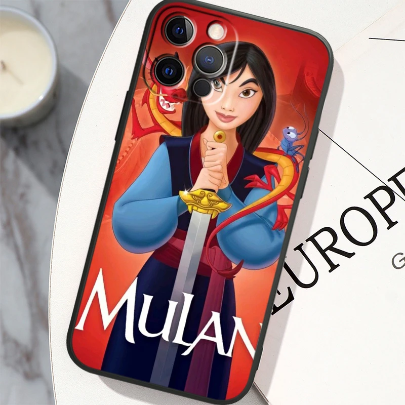 Cartoon Mulan Art Disney For Apple iPhone 15 14 13 12 11 X XS XR 8 Pro Plus Max Mini 5 SE Black Phone Case