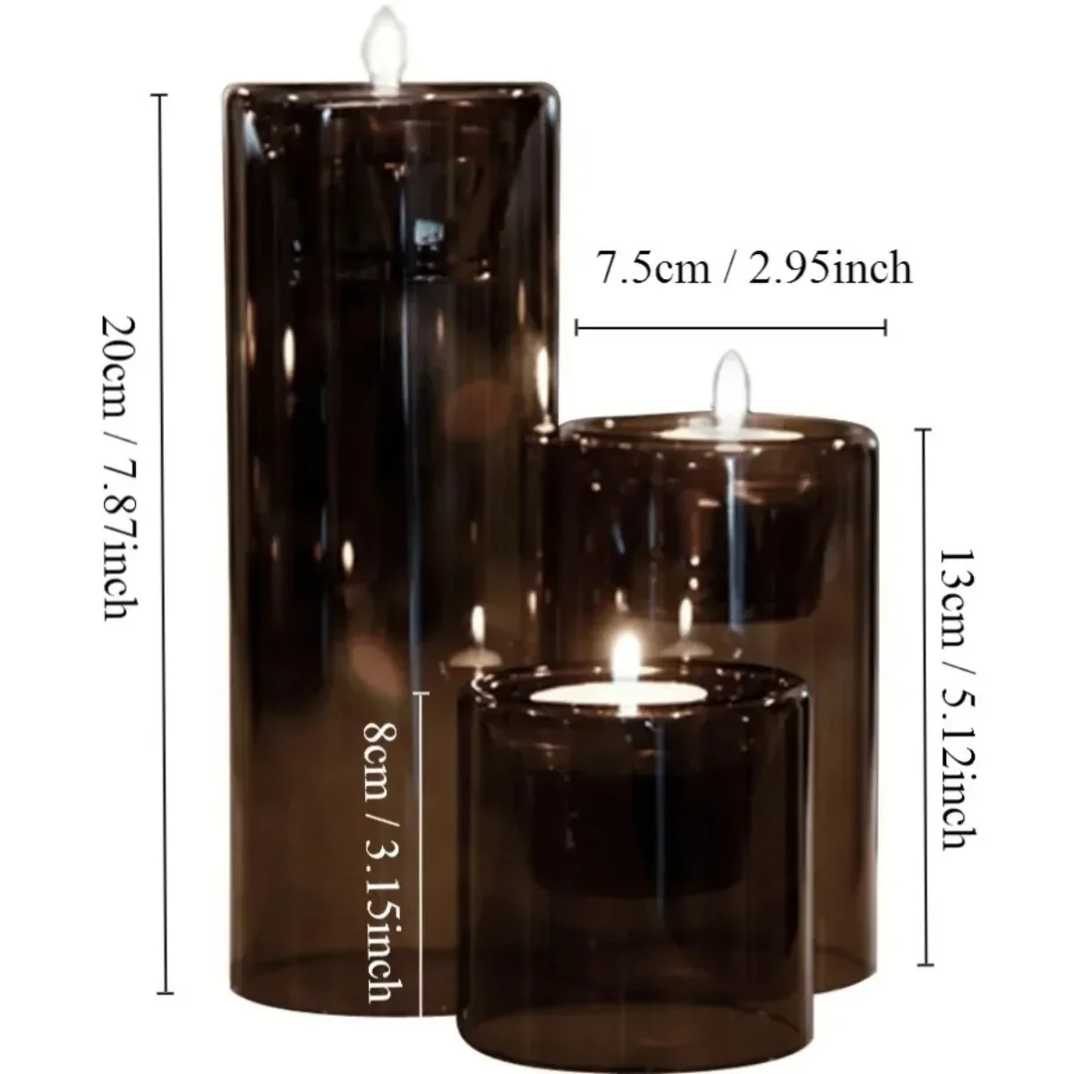 3Pcs/set Black Transparent Candle Holder Nordic Glass Romantic Modern Candle Holder Wedding Table Mesa Home Decor Candlestick