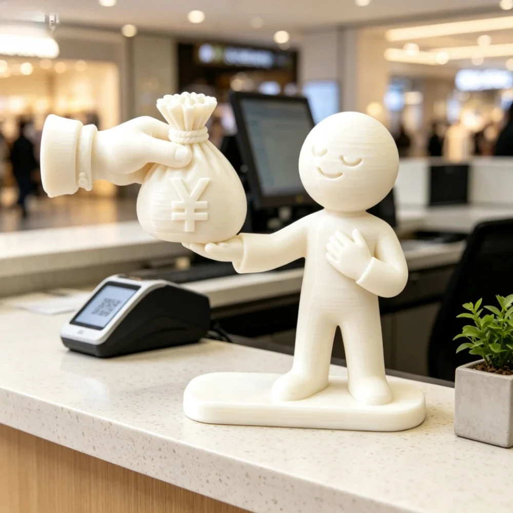 Funny Money Bag Hand Delivering Figurine 3D Printed Statue Minimalist  Receive Fortune Ornament Office Home Creative Desk Decor