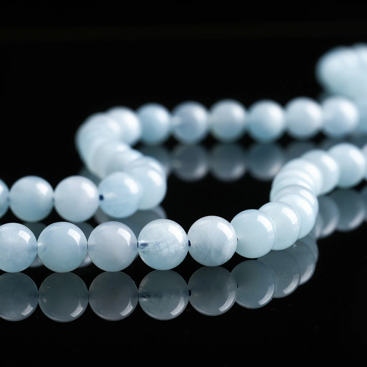 7A Naturstein-Aquamarin-Perlen, runde lose Distanzperlen, blaue Beryll-Edelsteine für die Schmuckherstellung, DIY-Armband- und Halskettenzubehör – Detail 6