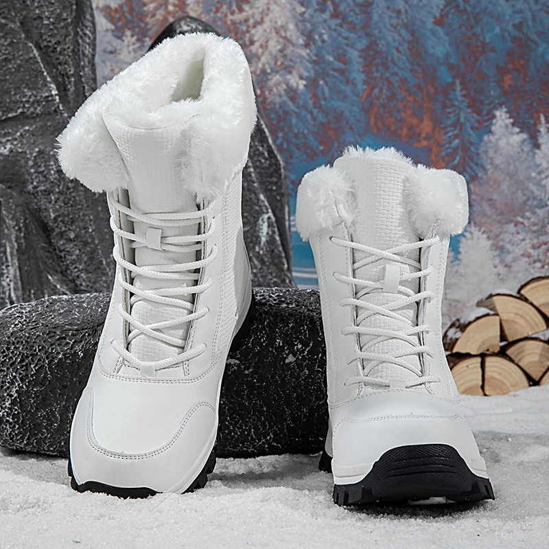 Winter Snow Boots New Thick-soled Cross-tie Snow Boots Thickened Mid-length Warm Women's Boots