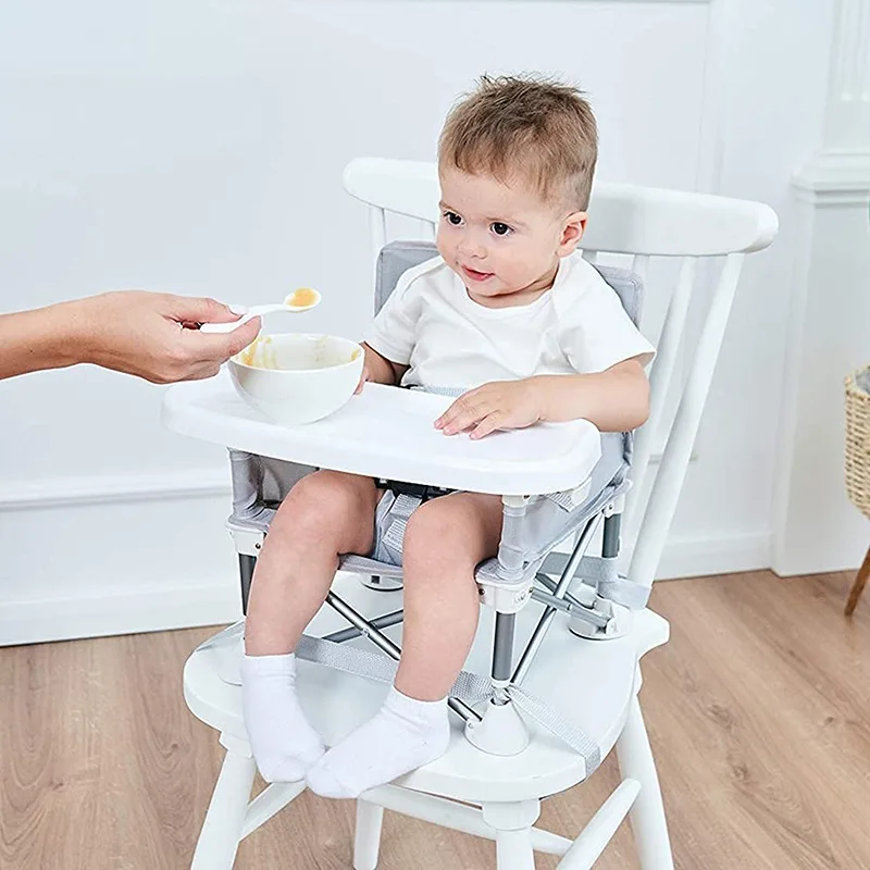 Asiento de refuerzo para bebé, silla de comedor portátil, plegable, de viaje, con alimentación, para exteriores y playa