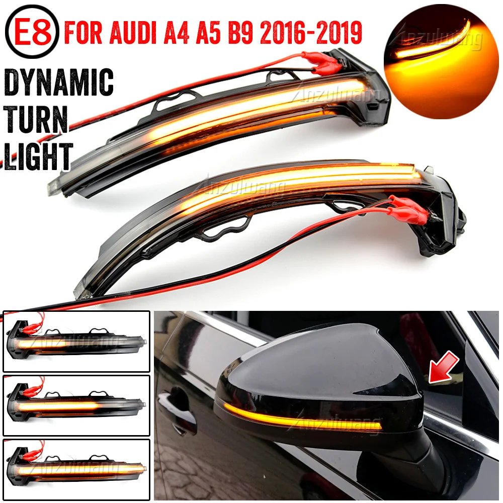 2pcs for Audi A4 A5 B9 S4 S5 RS5 2017 2018 2019 2020 Dynamic Blinker LED Turn Signal blink Side Mirror Lights indicator flasher