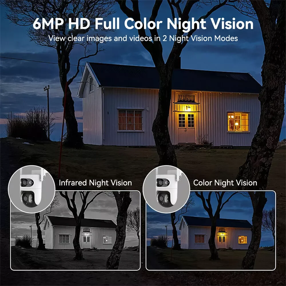 1080P Dual Lens Home Security Camera Wireless WiFi CCTV PTZ IP Cam Surveillance